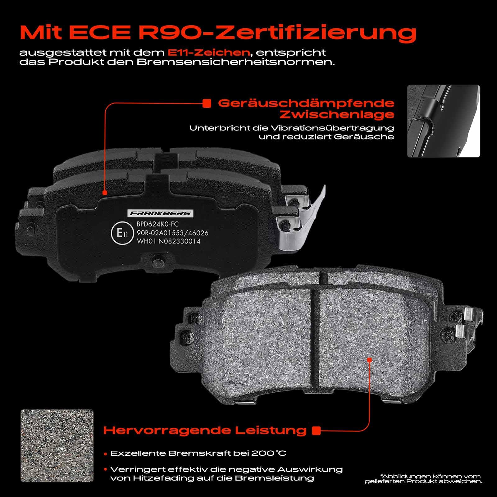 Frankberg Bremsensatz inkl. 2x Bremsscheiben + 4x Bremsbeläge Hinten Kompatibel mit CX-5 GH KE Replace# K01126251B,K0Y12648ZC9C