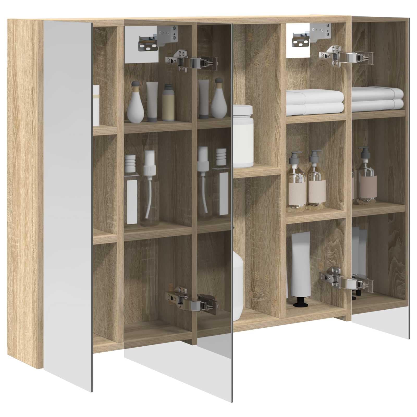Szafka łazienkowa z lustrem Sonoma z drzwiami 80 x 14,5 x 70 cm, wisząca na ścianie, z miejscem do przechowywania, regałem, dwustronnym lustrem do łazienki, toalety, toalety i organizera