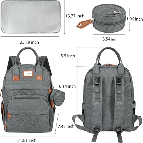 Miniatura 5 de LANDICI Mochila para pañales, Gris, Hogar, Viajes
