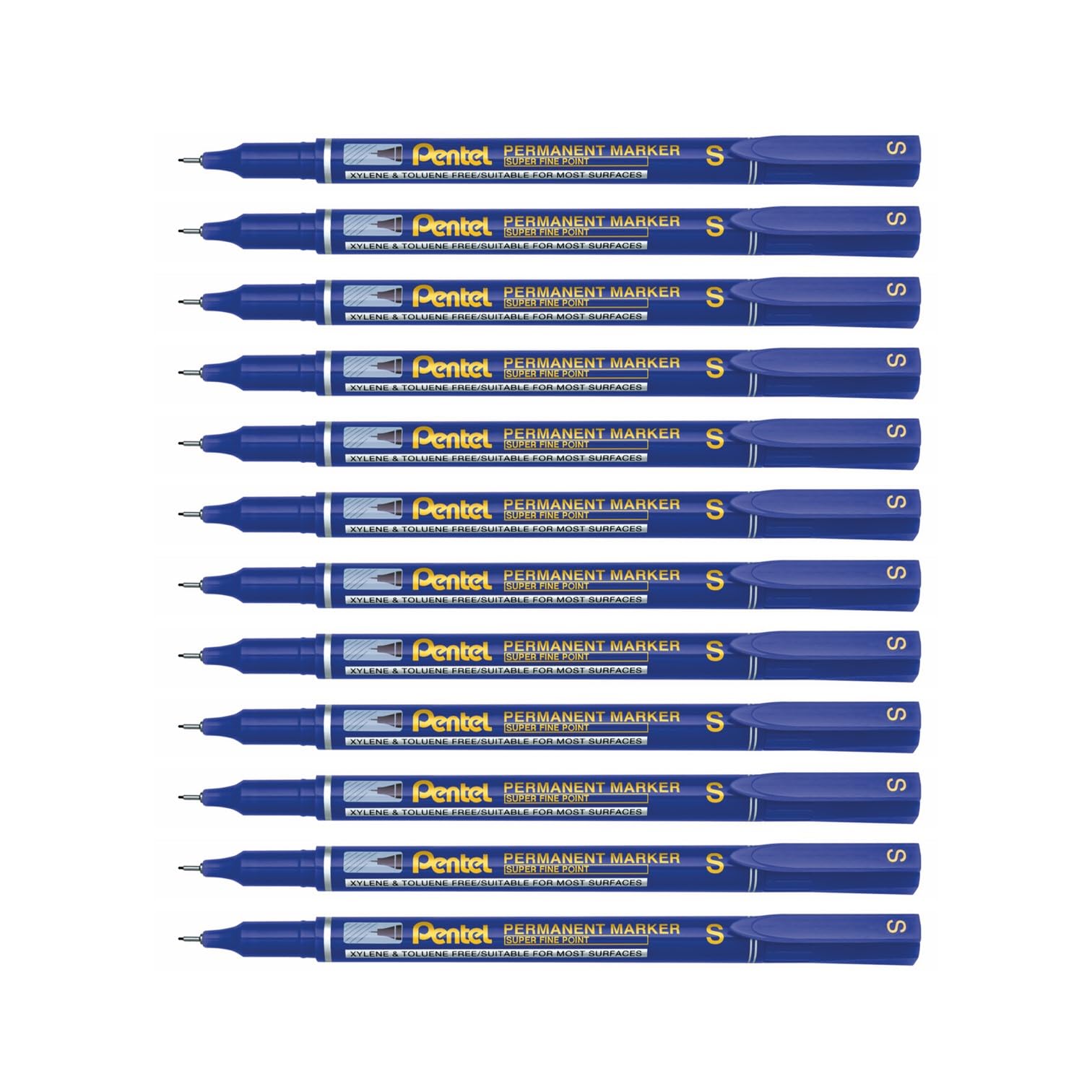 Pentel NFS410 Ultra Fine Permanent Marker, 0.4mm Line, Blue ink (Pack of 12)