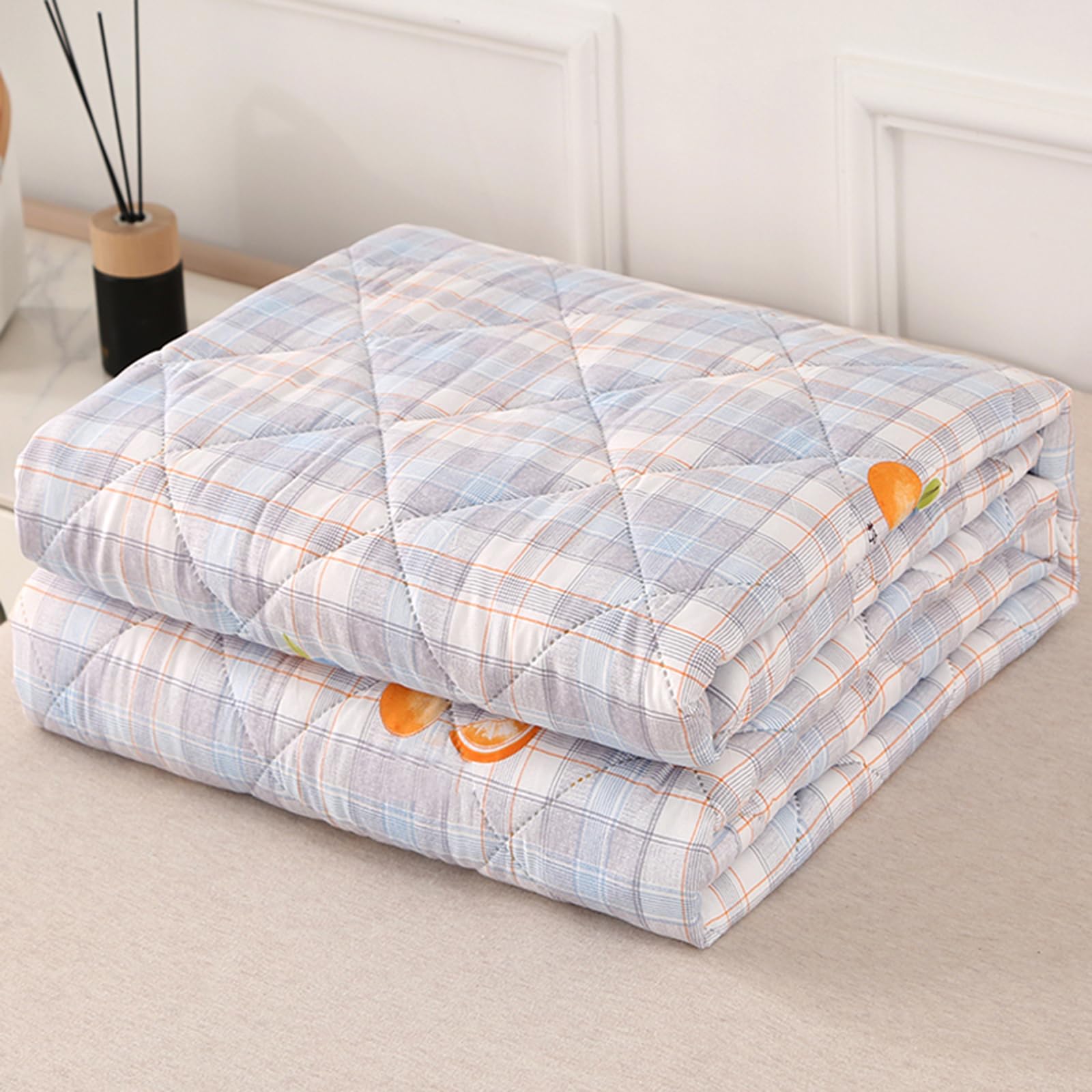 Zcxryfl D Thin Summer Cool Quilt- Cotton Uvet- Patchwork Quilts, Lightweight Breathable, For Sofa Throw/Be Sheet/Cat Og Blanket, For Hot Nights, Interior Exterior Cotton(Single: 150X200cm,)