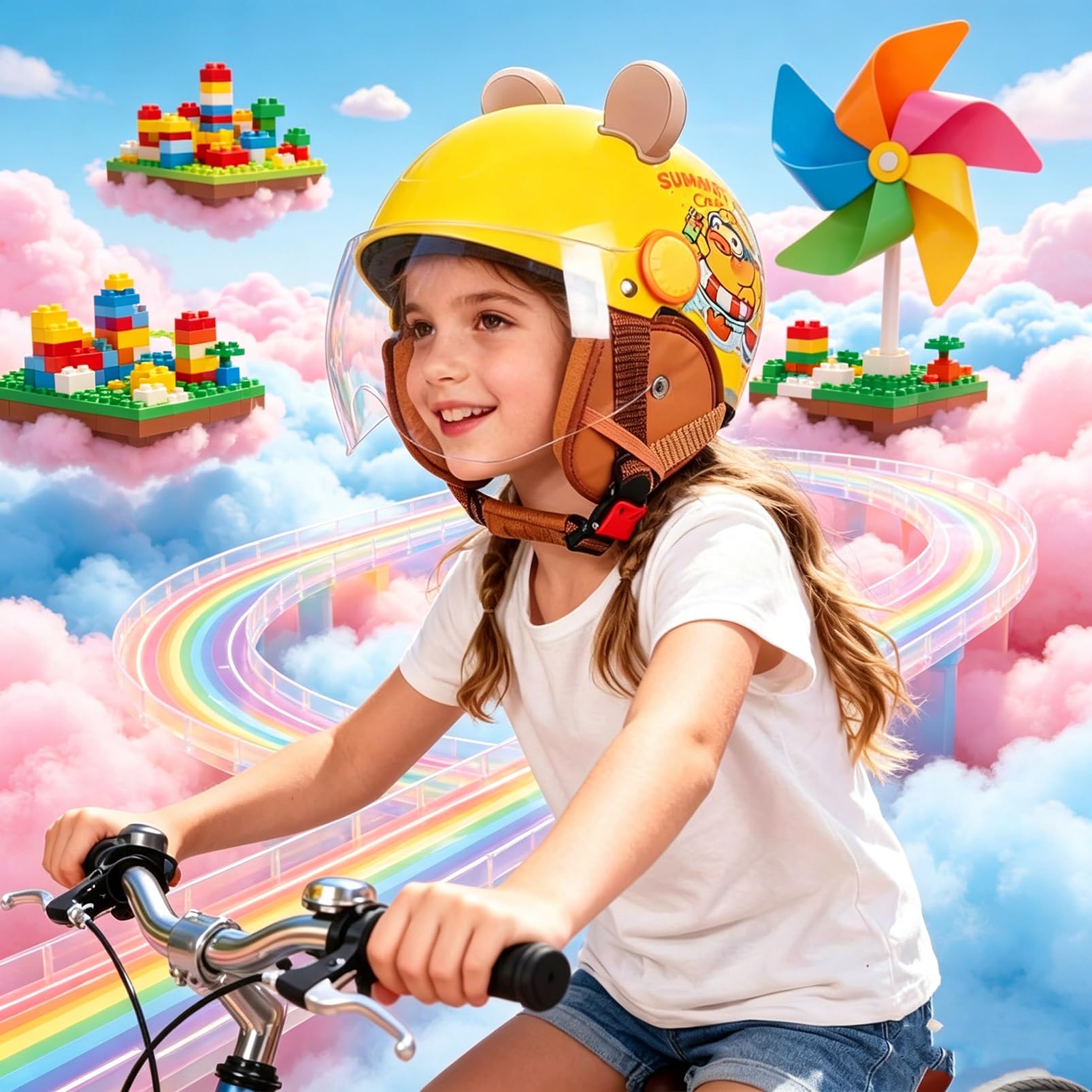 Casco Moto Bambini con Visiera HD, [Aero Stratos] Junior Guardian, Omologato ECE/DOT, [Cervical-Zero] Regalo Ragazzi Ragazze 3-12 Anni