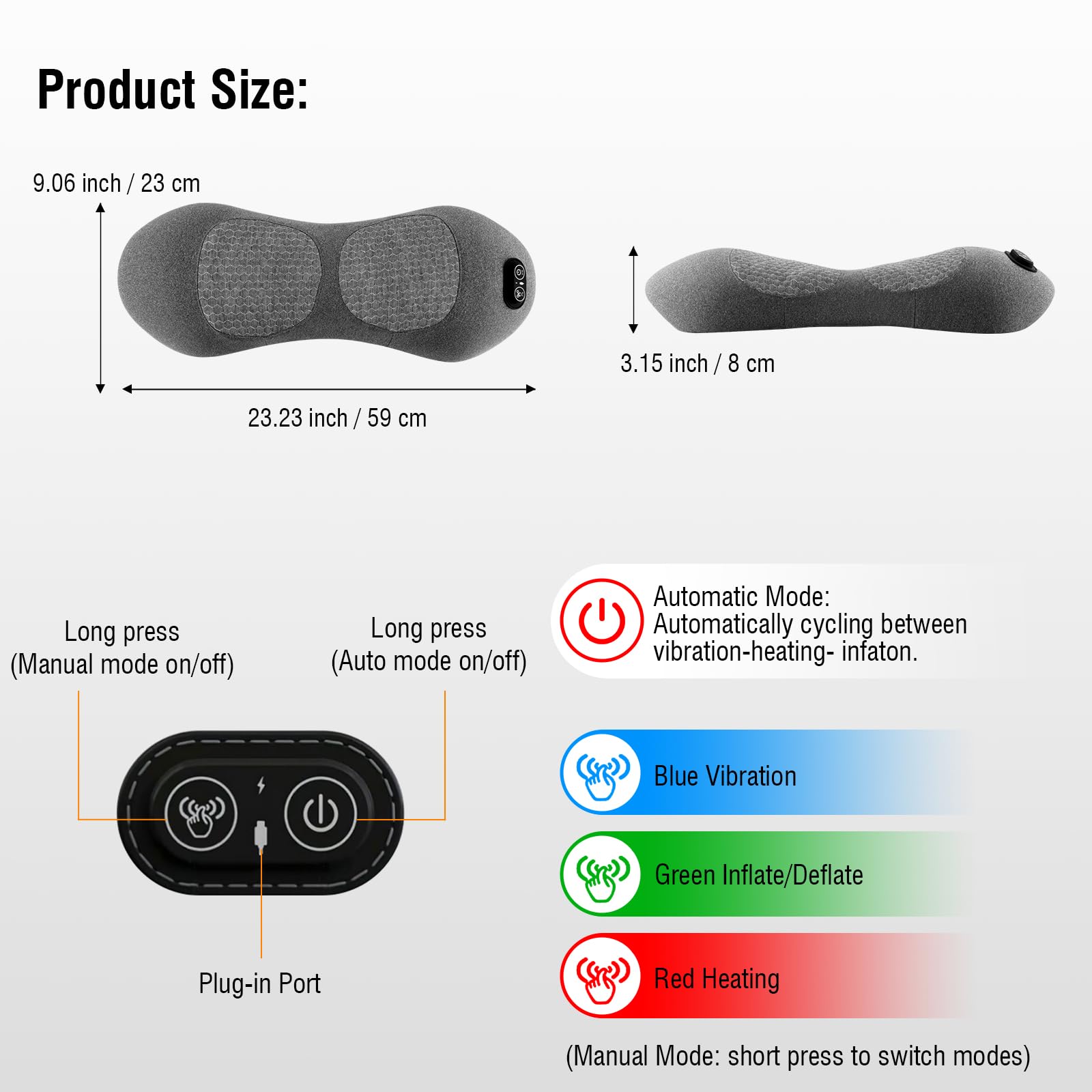 3-in-1 Electric Lumbar Support Pillow with Heat & Massage, Ergonomic Memory Foam Lower Back Massager for Pain Relief Deep Tissue, Smart Air Lift Technology, Ideal for Car/Bed/Sleeping/Office Chair — view 6
