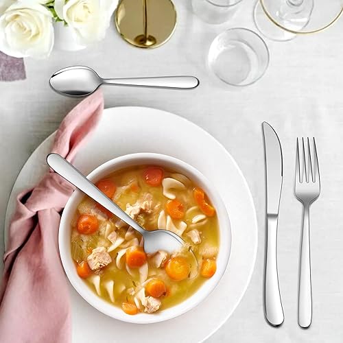 Miniatura 5 de LIANYU Juego de cubiertos resistentes de 35 piezas con utensilios para servir, juego de cubiertos de acero inoxidable para 6, utensilios de comida