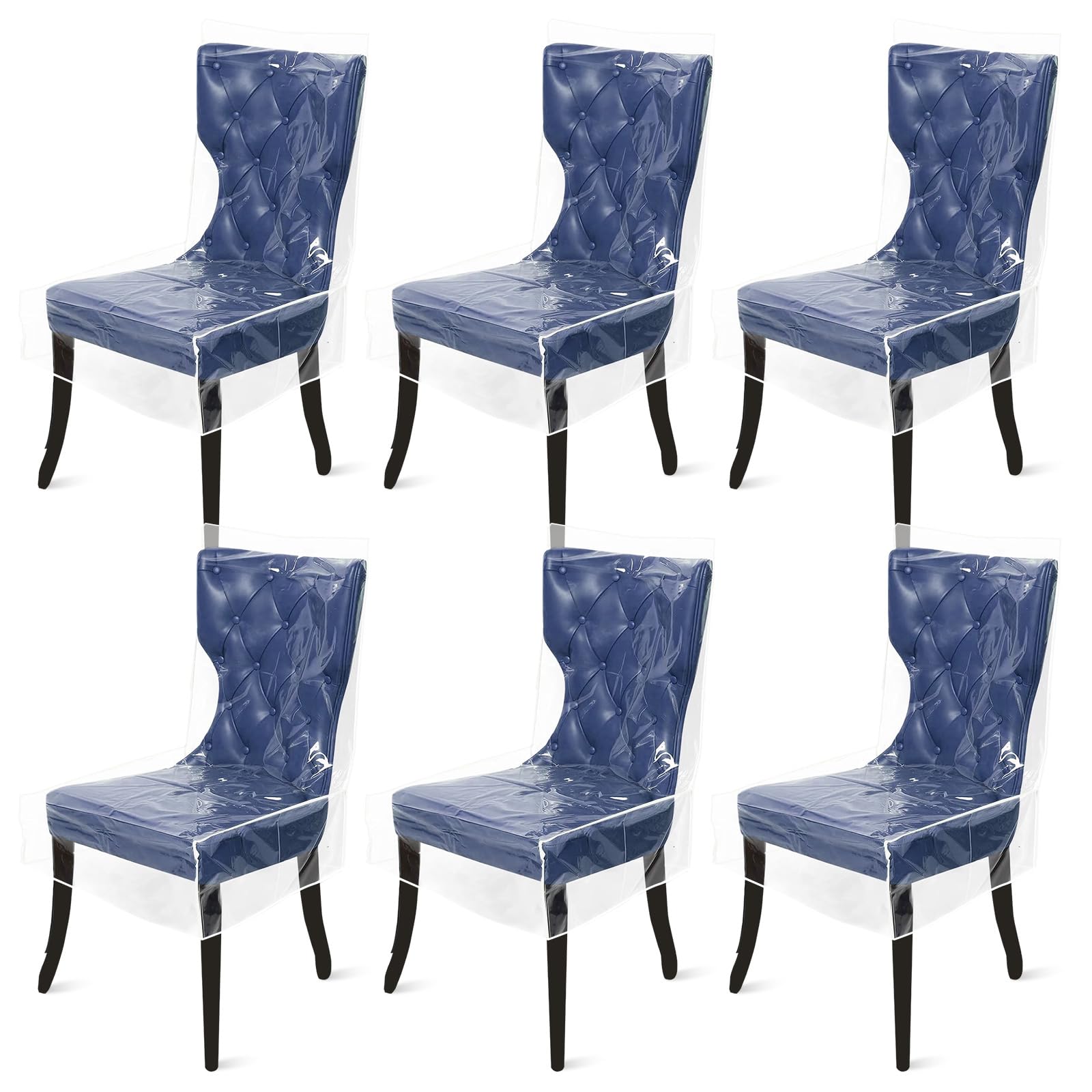 RHAIQBVC 6Pcs Plastic Dining Chair Covers Transparent PVC Stool Seat Protector Dustproof & Waterproof Chair Protector for Home Dining Room Coffee Shop