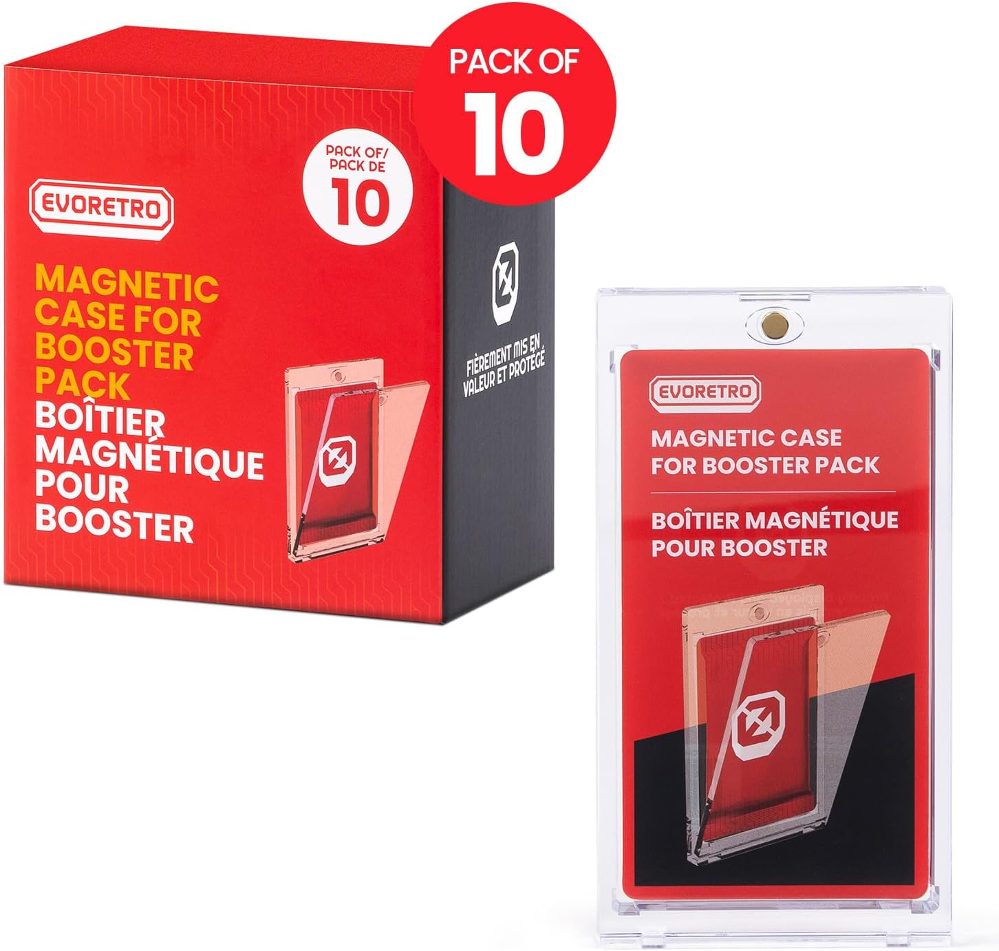 EVORETRO Magnetic One Touch Card Holder - Pack of 10 Booster Pack Protectors, UV Protection, Scratch-Resistant Card Display Case, Secure Magnetic Closure for Trading Cards & Collectibles