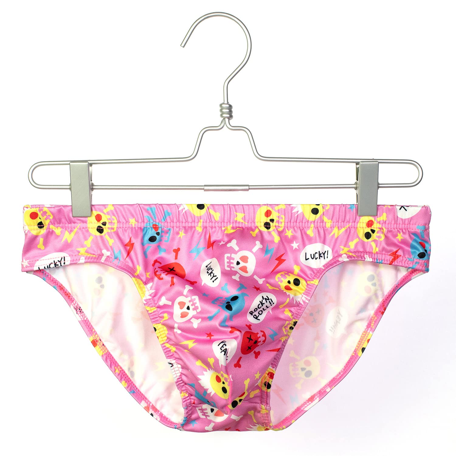 Yomie Men's Pink Skull Pattern Panties Sexy Low Waist Thongs Colorful Briefs For