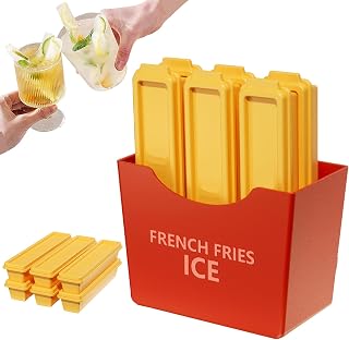 French Fries Ice Tray, Creative Long-Strip Household Ice Lattice Mold, Mould with Magnetic Storage Box, PE Material Reusable Mould, Contains 6 Independent Cubic Molds
