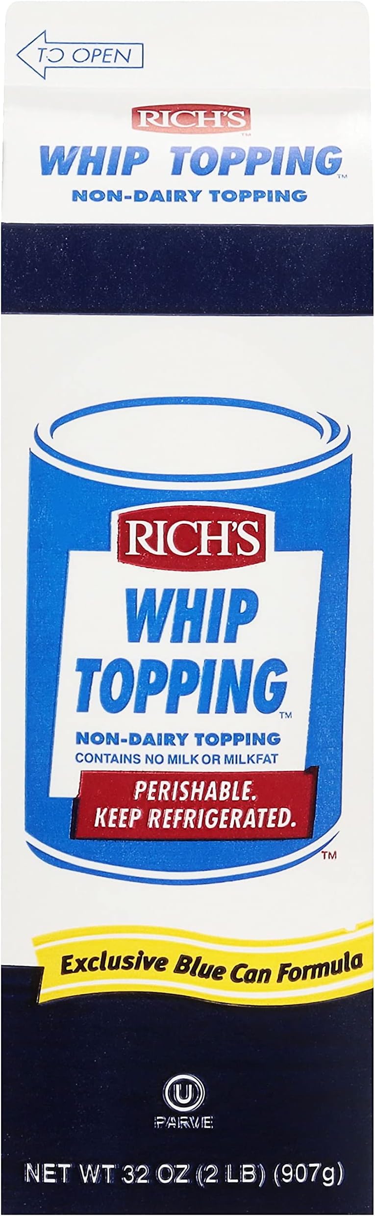 Rich's Non-Dairy Whip Topping - Liquid Whip Topping, Thaw, Pour & Whip, great Dessert Filling, 2lb Cartons, 12 Pack