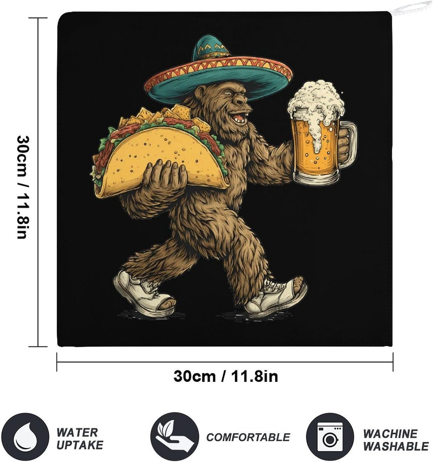 Mexican Bigfoot Microfiber Hand Towels for Bathroom Soft Absorbent Bath Kitchen Towel with Hanging Loop 4PCS