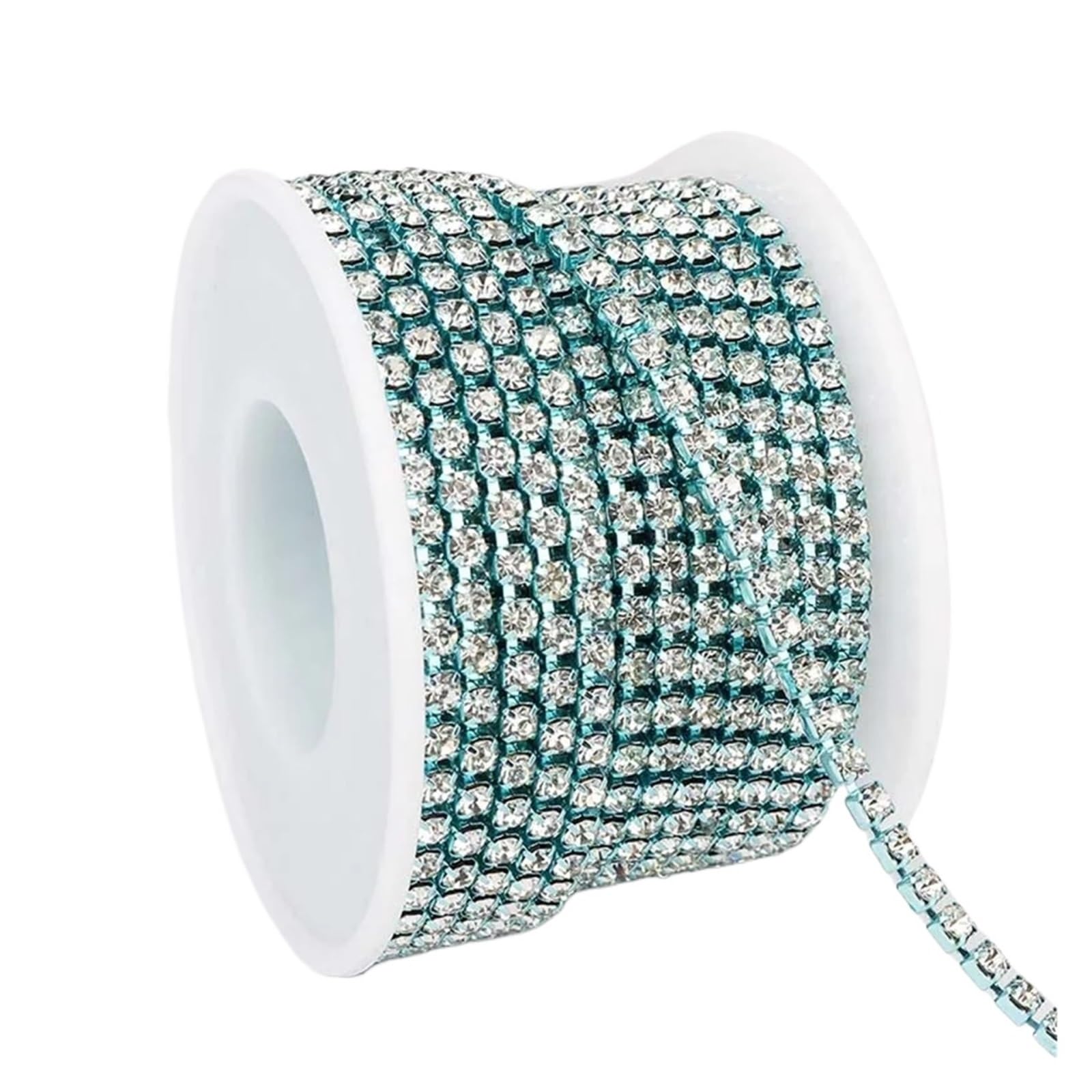 Catena con strass Catena con strass di cristallo lucido da 1/10 metri | Colla da cucire for vestiti, gioielli, accessori di abbigliamento, tazza(Aquamarine Crystal,10YARDS_4MM)