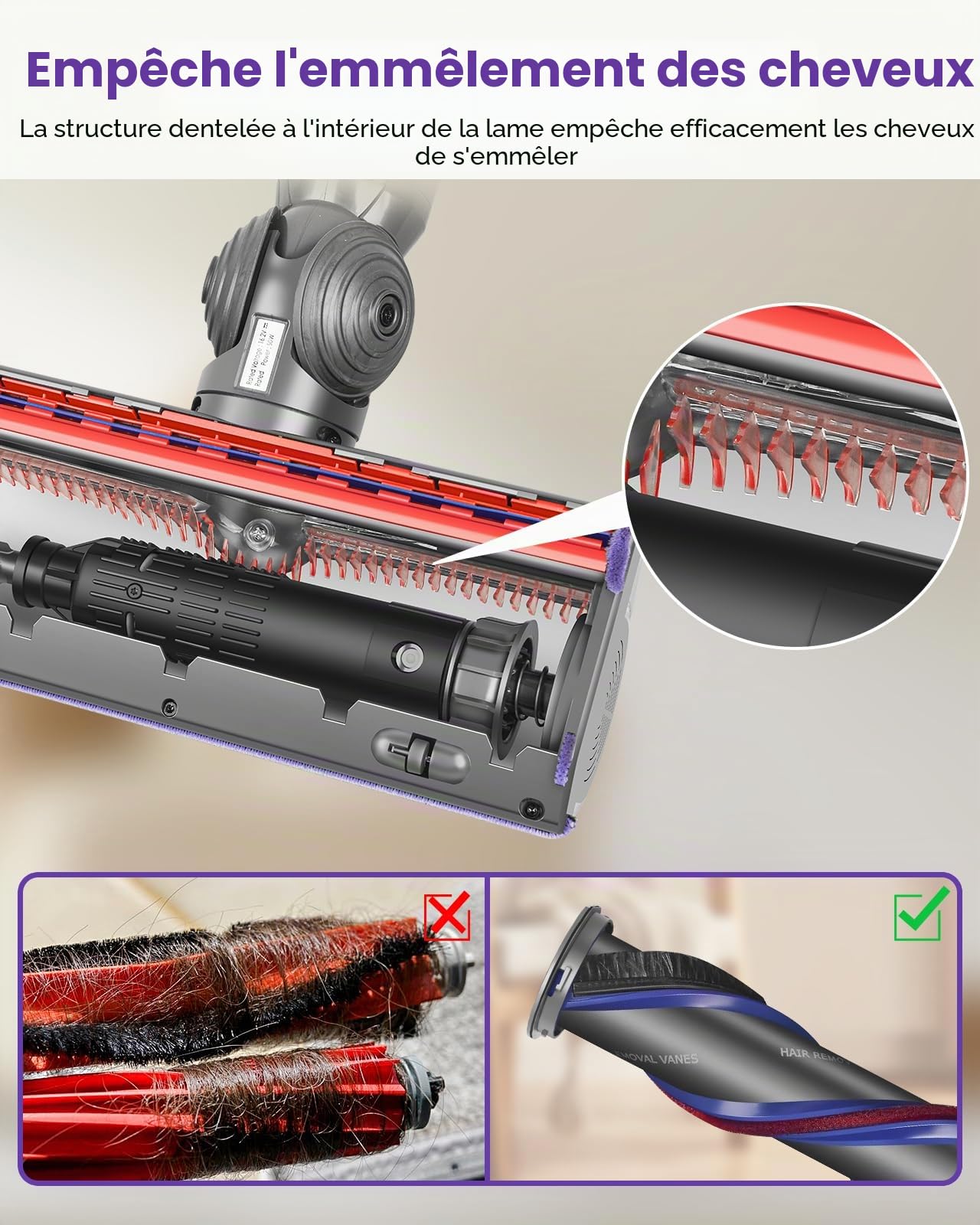 Brosse pour Dyson V11 V15 V10 V8 V7, Brosse High Torque,Aspiration Réglable, Anti-Enchevêtrement Brosse, Motorisée Brosse pour Dyson SV10 SV11 SV12 SV14,Remplace la Pièce No.970100-05 & 970100-04