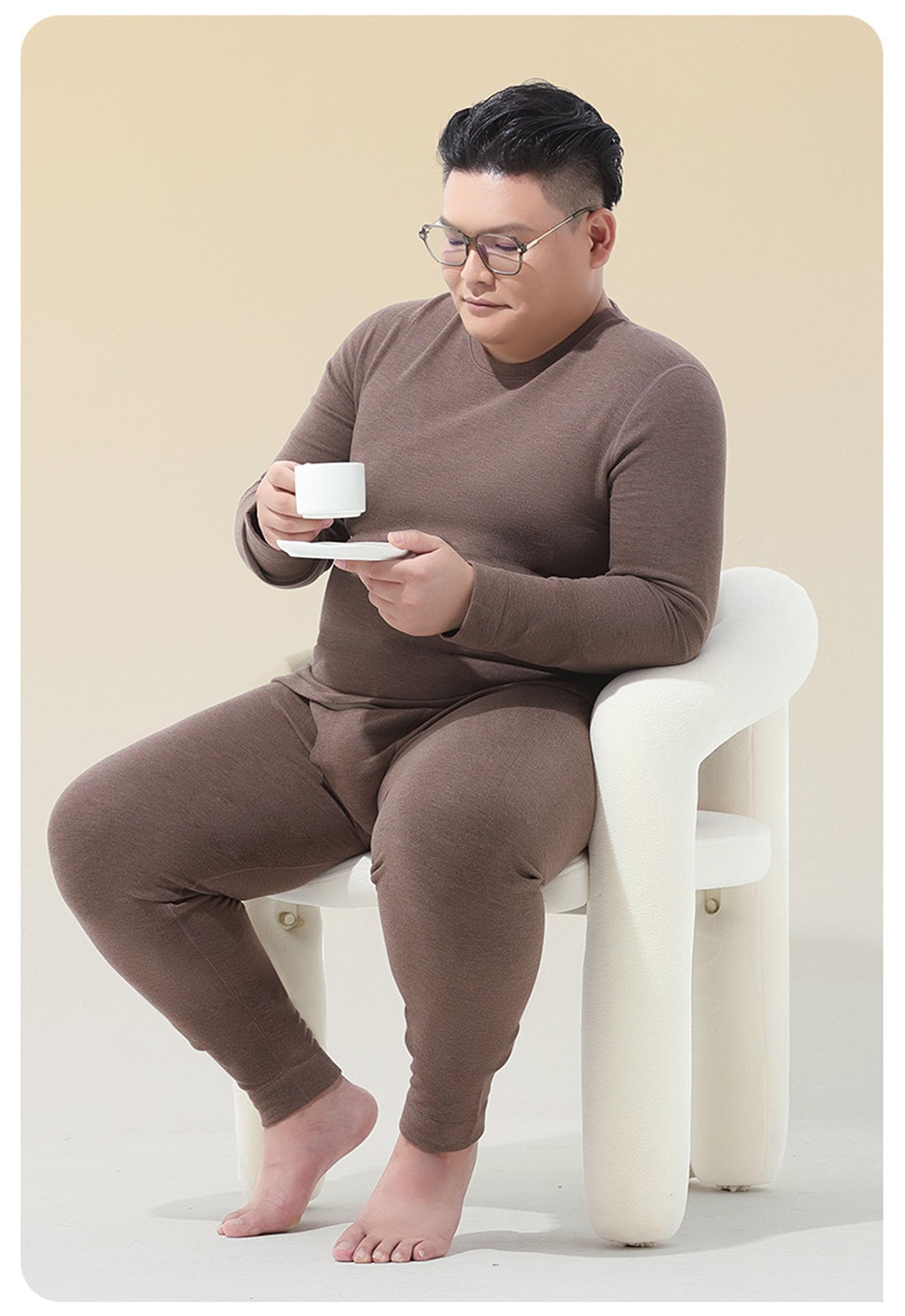 Generic Męska bielizna termiczna Długi zestaw Johns, Zestaw warstw elastycznych w rozmiarze plus size Zimowy zestaw bielizny termicznej z wełny jedwabnej L-6XL