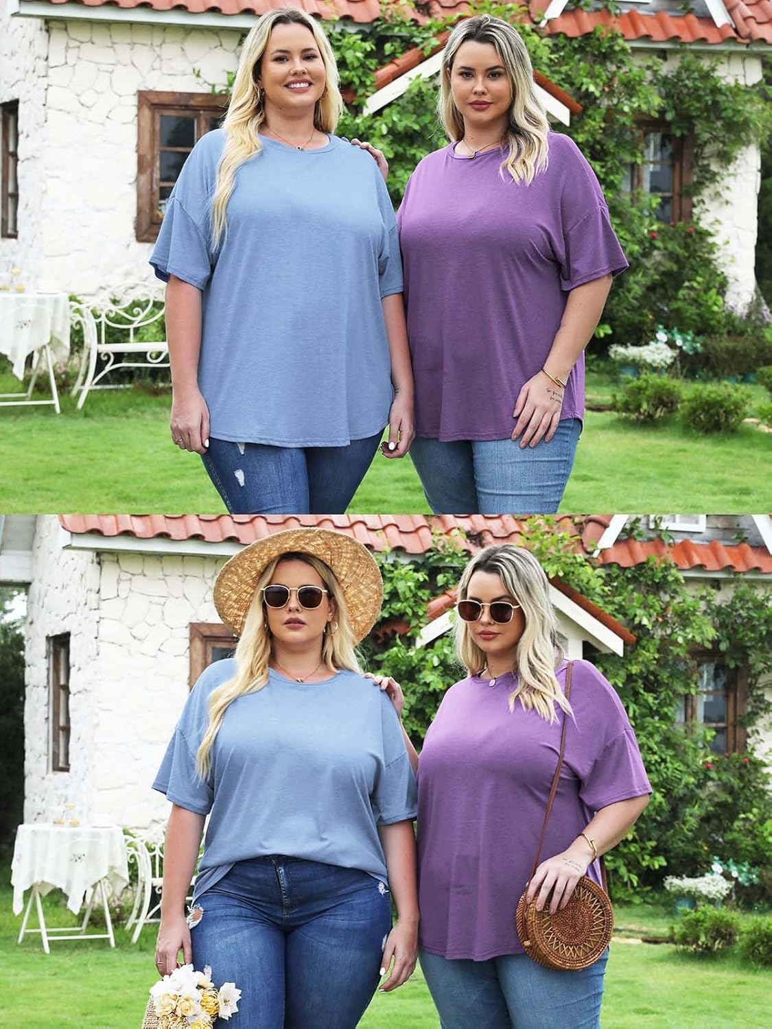VISLILY Plus-Size-Tops for Women Casual Short Sleeve T Shirts Summer Crew Neck Tees Oversized Comfy Loose Fit Tunics XL-5XL - Image 4