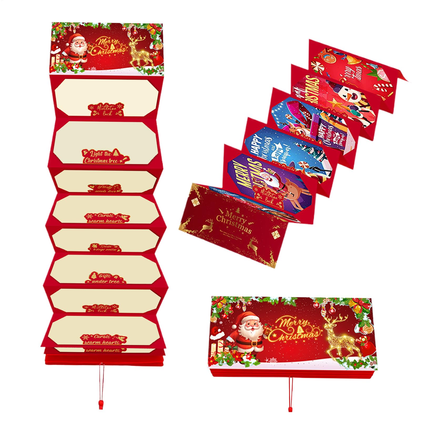 Soporte para Efectivo Navideño - Detalle para Fiestas,Sobres De Santa Navideños con 10 Bolsillos | para Hombres Mujeres Niños Niñas Adolescentes Esposa Esposo Hijo Hija Familia Amigos