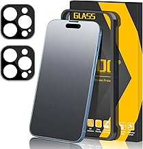 For iPhone 14 Pro Matte Tempered Glass, 2 Pieces Anti-Glare Screen Protectors and 2 Pieces Camera Lens Protection, Anti-Fingerprint Bubble-Free Ultra Resistant 9H Hardness Glass
