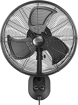 Honeywell Outdoor Wall Mount Oscillating Wet Rated Fan, Strong Airflow, 3 Speeds, 300 Degree Oscillation, 8 Foot Corded Electric, Matte Black