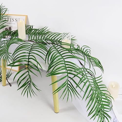 Miniatura 22 de RECUTMS Plantas falsas altas de 18 pulgadas con luz artificial Monstera planta palmera tropical en maceta blanca de imitación vegetación en maceta