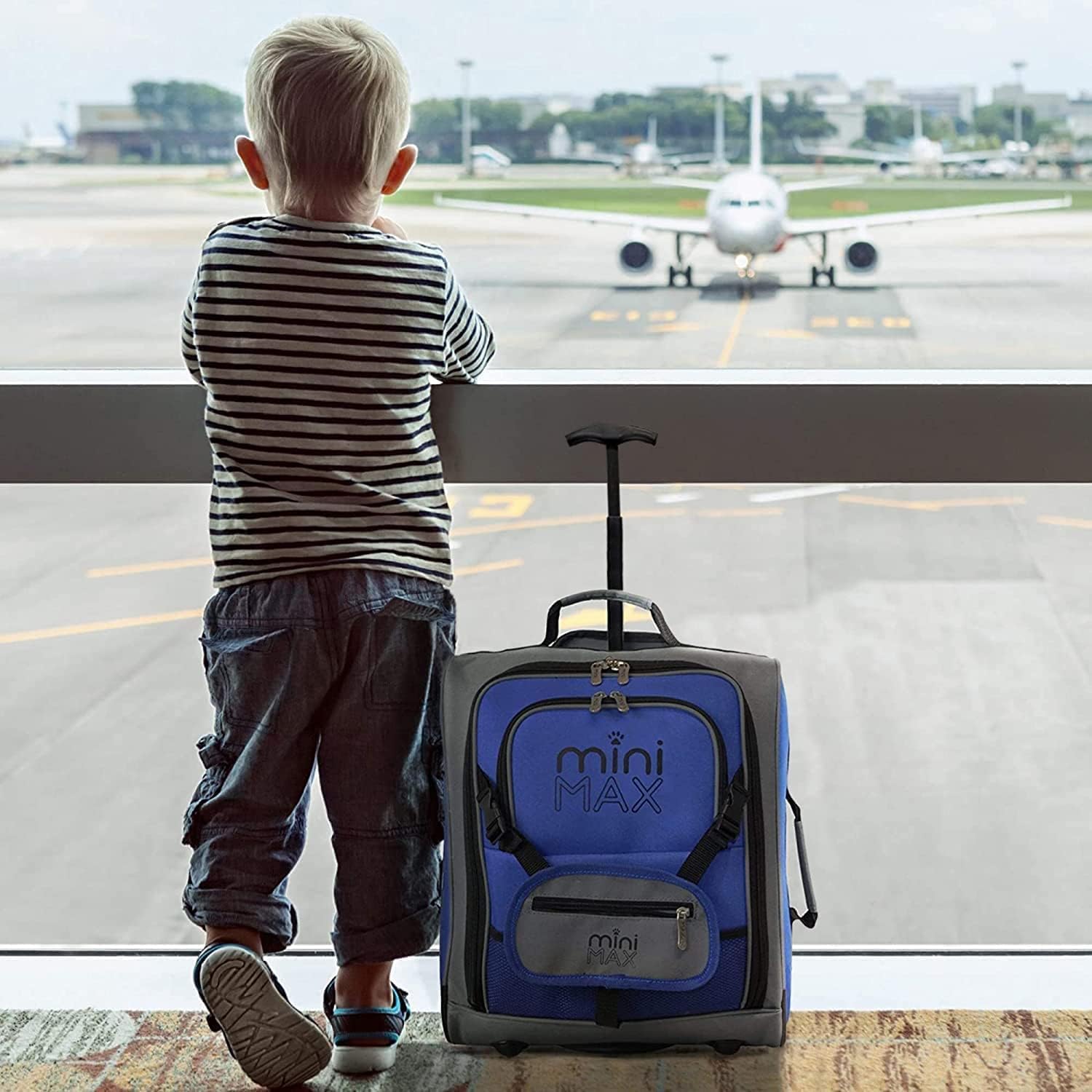 Aerolite MiniMAX Valigia Per Bambini EasyJet 45x36x20 Dimensione Max Trolley A Mano 30L Sotto Il Sedile Trolley Zaino Bagaglio A Mano Junior con 2 Anni Di Garanzia (Blu)