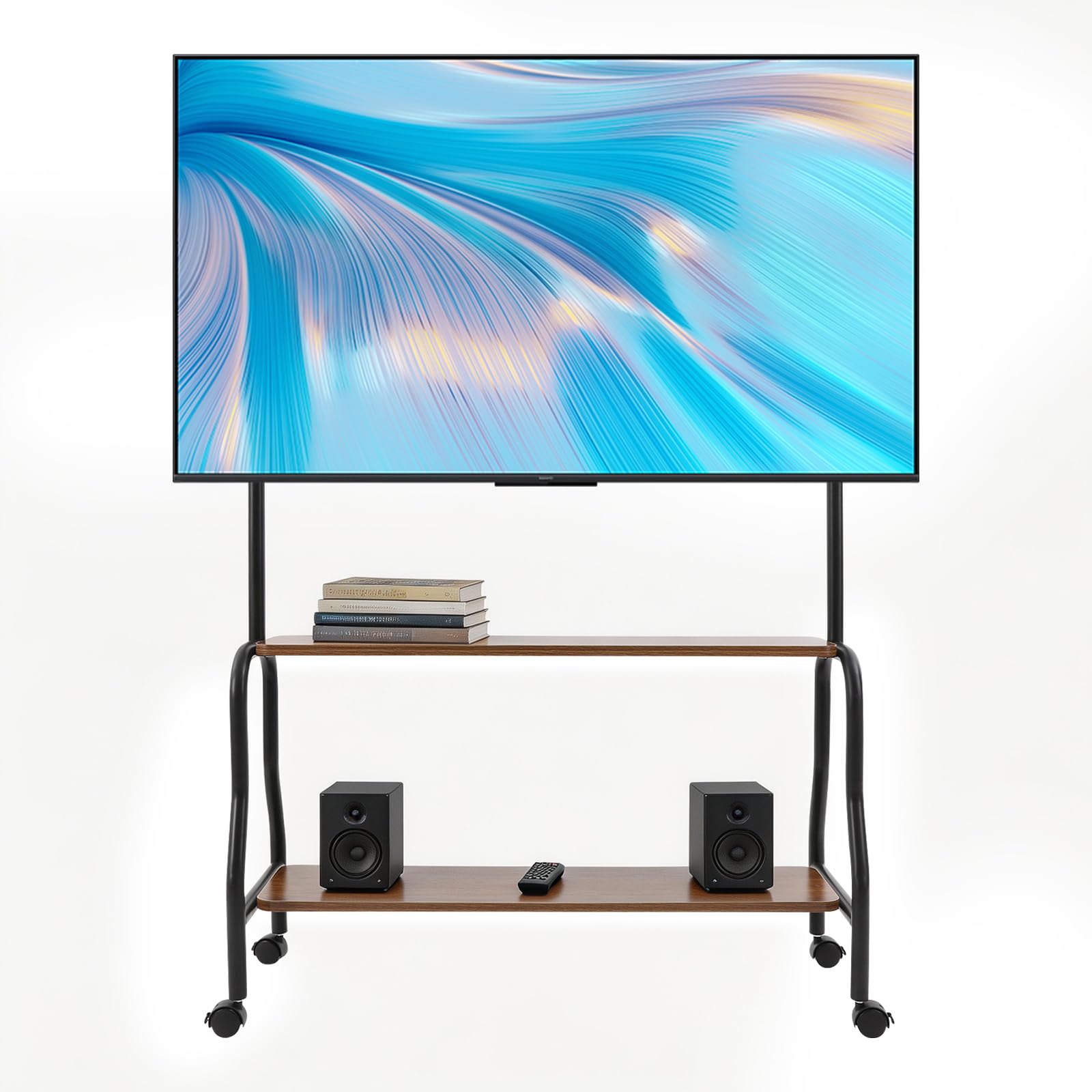 Tv StaNder Stand Rollbar TV StaNder TV con ruedas Standfüße Rollbarer Portable Boden Lockbar Mobiler Rollwagen Verstärkschem DreieckstüTzsystem für Hause Schlafzimmer