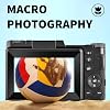 Digital Camera 4K 48MP Vlogging Camera for YouTube 16X Digital Zoom with Macro Function &Liftable Flash, Compact Camera for Photography 3’’ 180°Flip Screen, 32GB TF Card, 2 Batteries