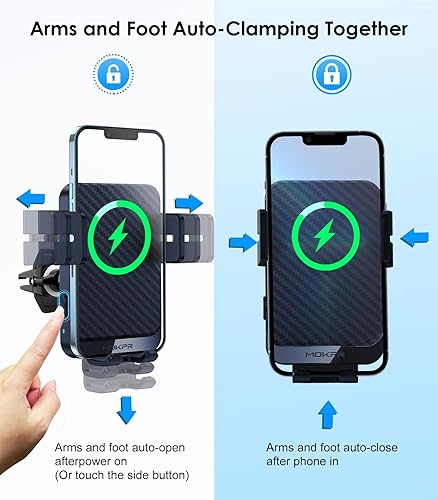 Miniatura 9 de Cargador inalámbrico para automóvil, MOKPR de 15 W, carga rápida, sujeción automática, soporte para teléfono celular, compatible con iPhone 15141313