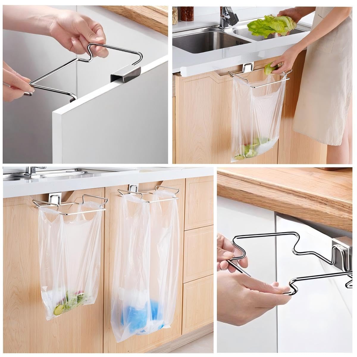 Metal Trash Bag Holder for Kitchen,Office,Dorm Room,Black, 9.3''