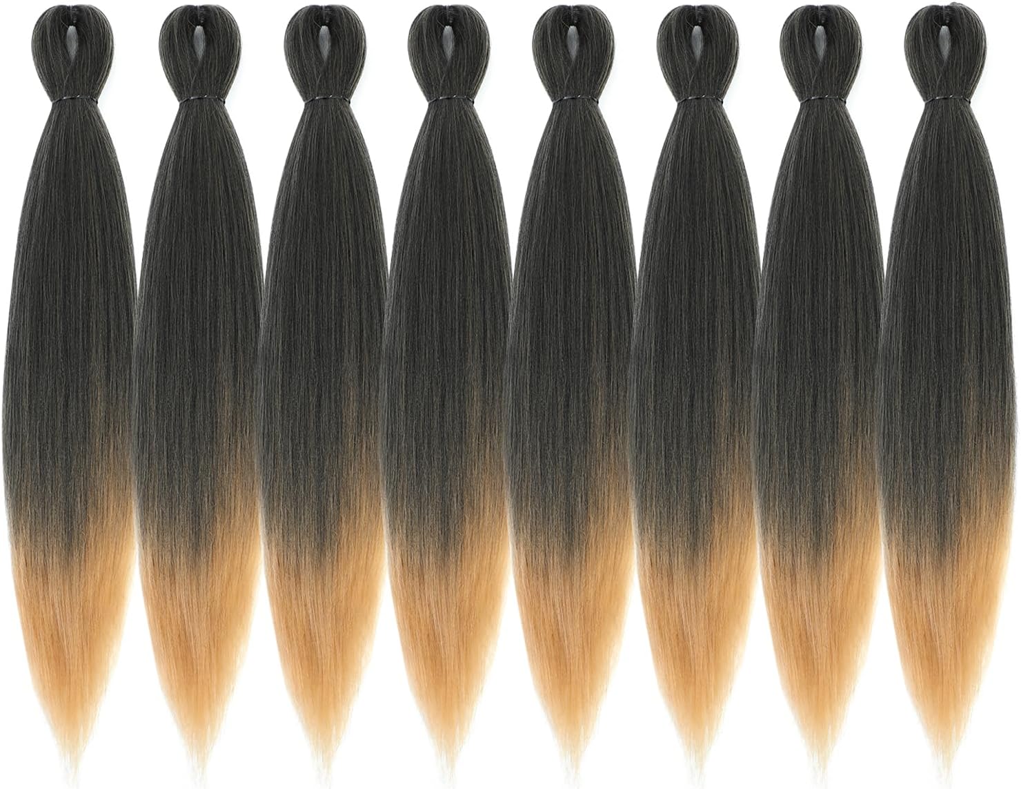Pre-stretched Braiding Hair - 30 Inch 8 Packs Ombre Blonde Super Long Braiding Hair For Twist or Box Braids, Yaki Texture Hot Water Setting Synthetic Braiding Hair Extensions (30 Inch, T27-8P)