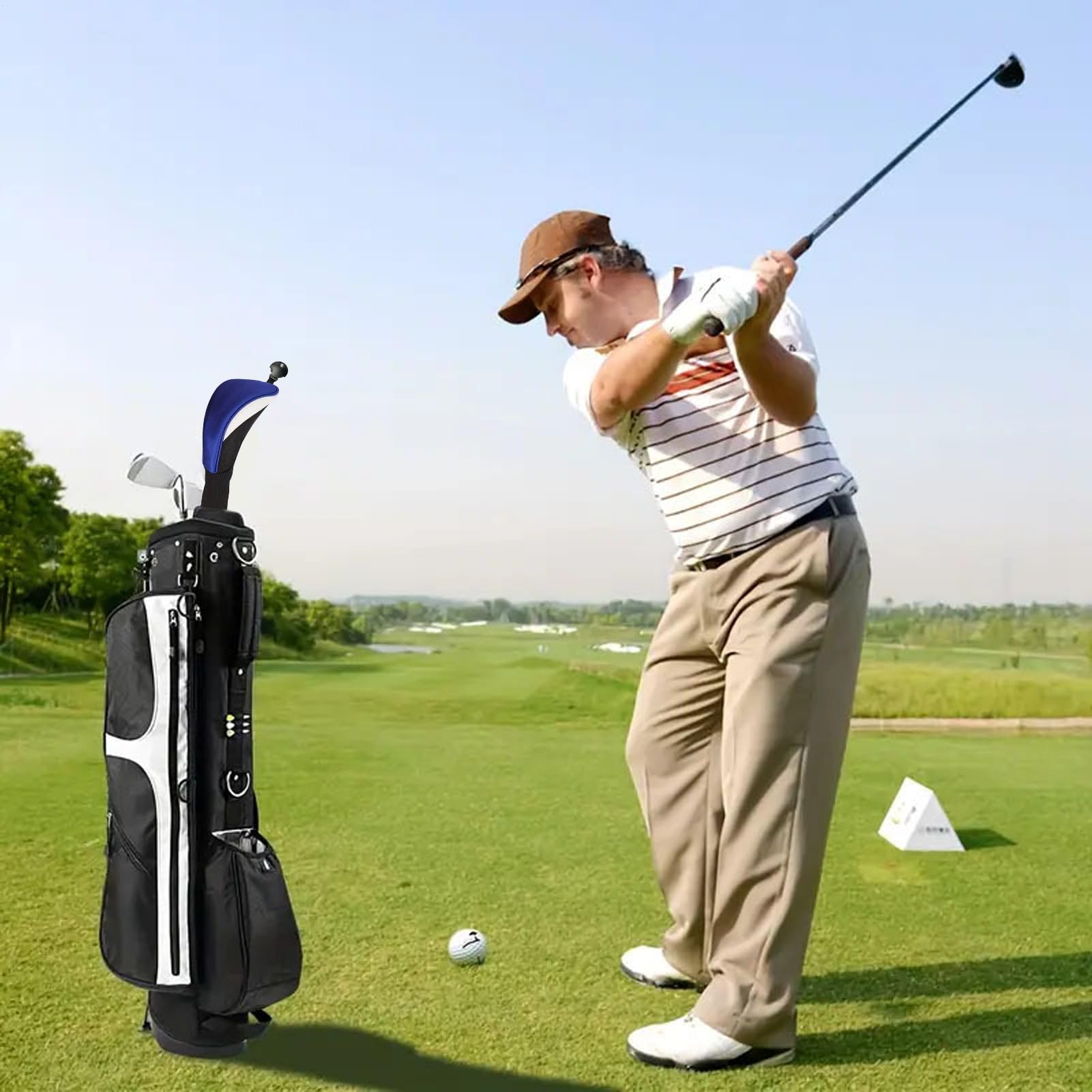 Fundas para Cabezal de Golf - Juego Protector de Malla 3 Piezas - Fundas para Driver De Cuello Largo - para Hombres Mujeres Y Aficionados Al Campo De Práctica De Golf