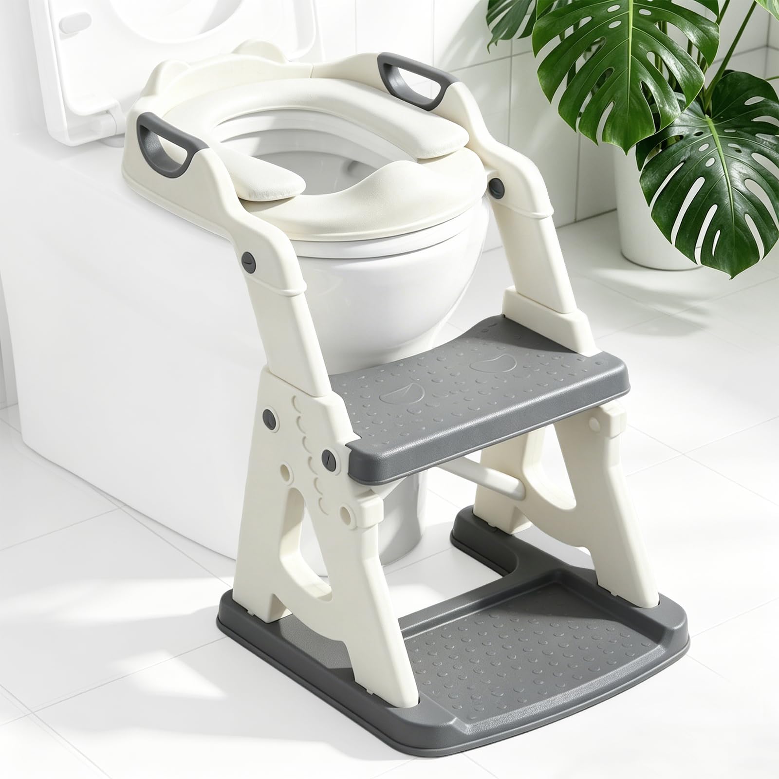 Potty Training Toilet Seat, Stable Potty Training Seat with Step, 2-in-1 Toddler Toilet Seat with Steps for Kids Boys Girls Toddler Potty with Ladder Splash Guard Non-Slip - 1