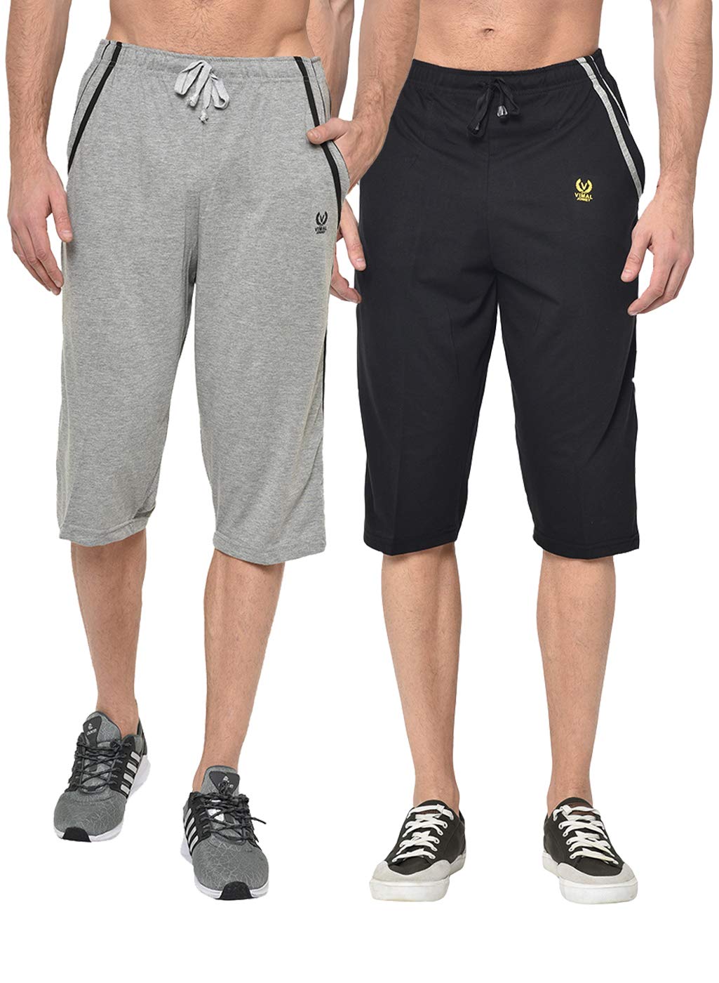 Cotton Blended Slim Fit Capris-3/4Th for Men(Pack of 2)-C5_002-P-image-6