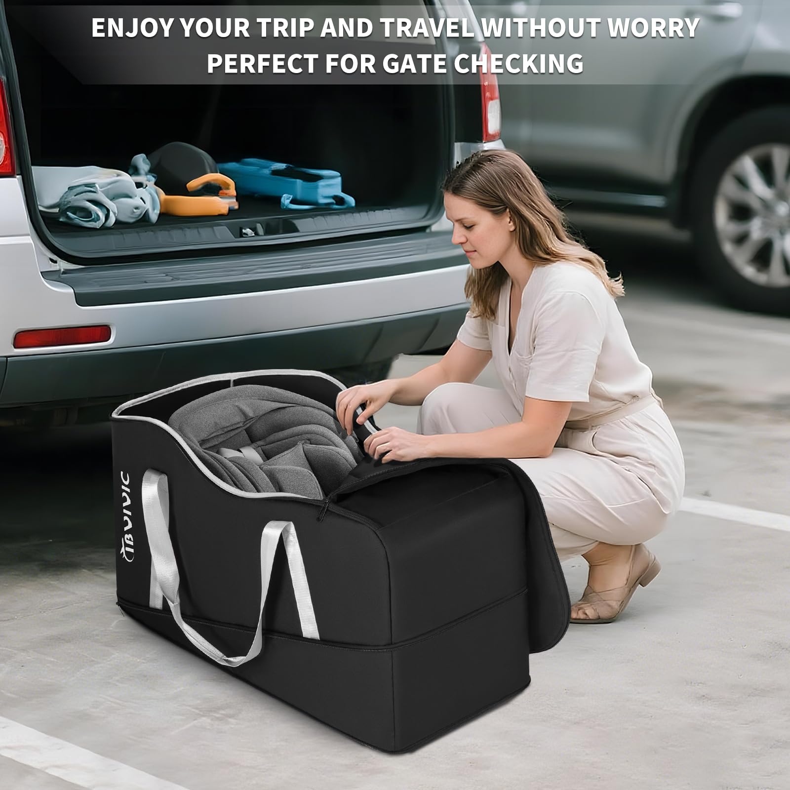 IBVIVIC Sac de voyage pour siège auto compatible avec UPPAbaby Aria et Mesa, noir | Sac de voyage pour siège auto pour bébé