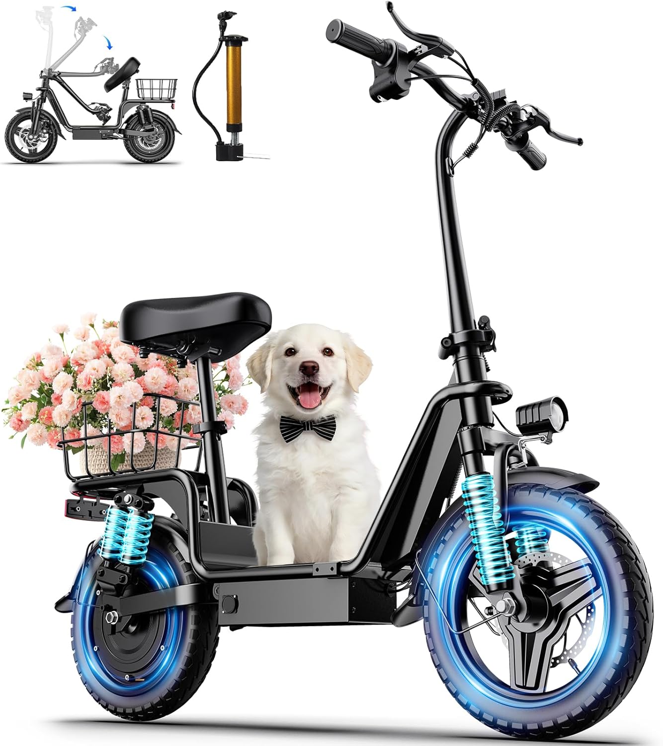 Electric Scooter Adults, 1300W Peak Motor, Electric Scooter with Seat, 48V 13Ah Battery, 14" Tires, 35 Miles Range, 20 MPH, 330 LBS Load, Dual Braking