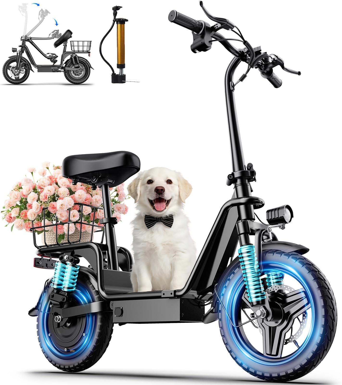 Electric Scooter Adults, 1300W Peak Motor, Electric Scooter with Seat, 48V 13Ah Battery, 14" Tires, 35 Miles Range, 20 MPH, 330 LBS Load, Dual Braking,UL 2272