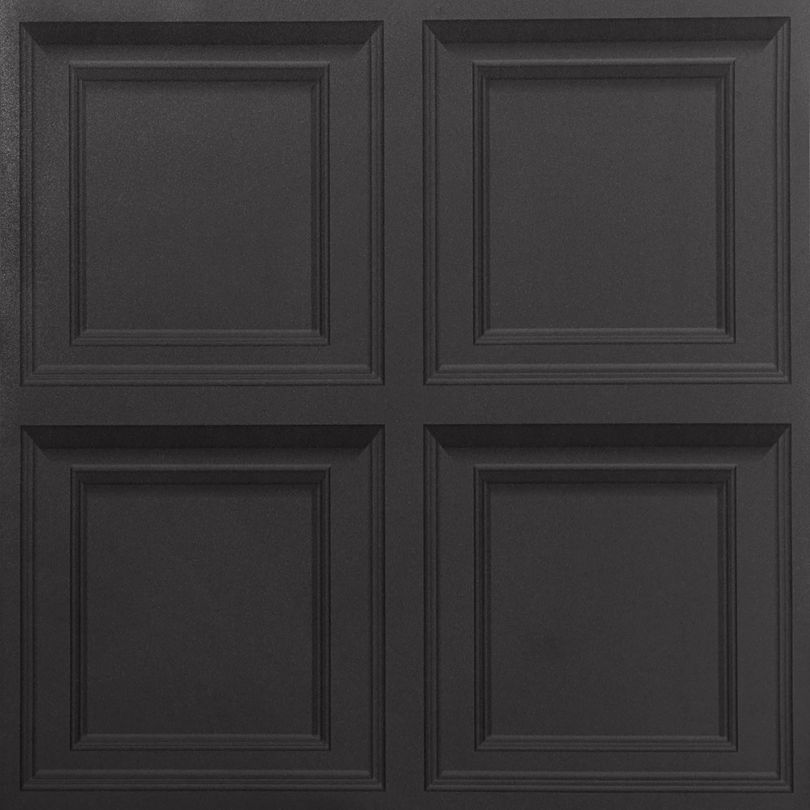 Snewvie 3D Wood Effect Wallpaper Wooden Panel Frame Realistic Textured Retro Embossed Black Tartan Wallpaper for Living Room Feature Wall Bedroom,Black