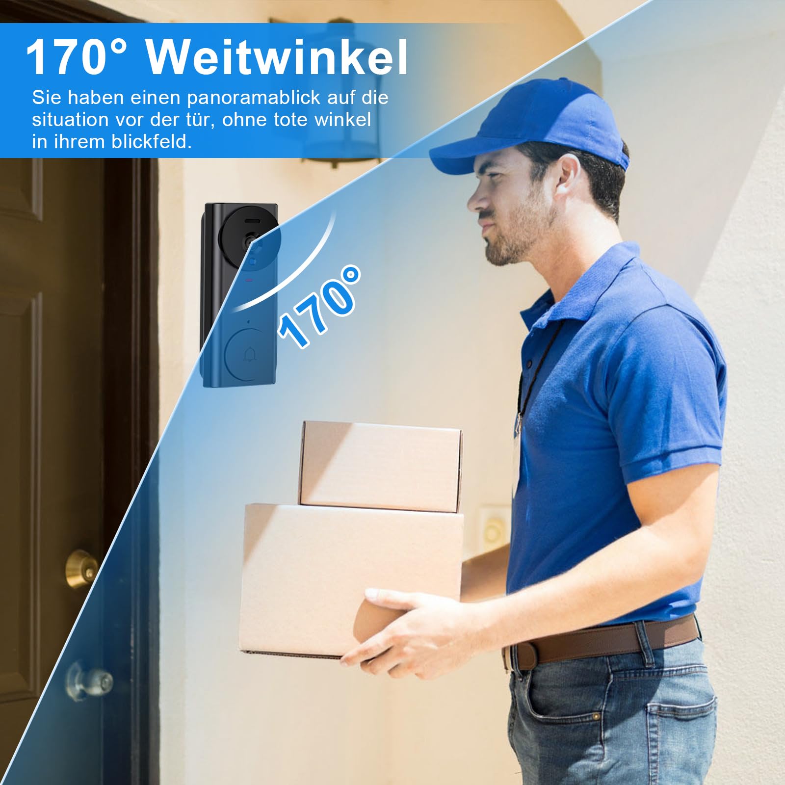 Dzwonki do drzwi z kamerą, 1080P IP65 wodoodporna kamera do drzwi, 4,3-calowy ekran IPS, bezprzewodowy dzwonek z kamerą, 170° dzwonek do drzwi z kamerami, bezprzewodowy (brak otwieracza w zestawie)