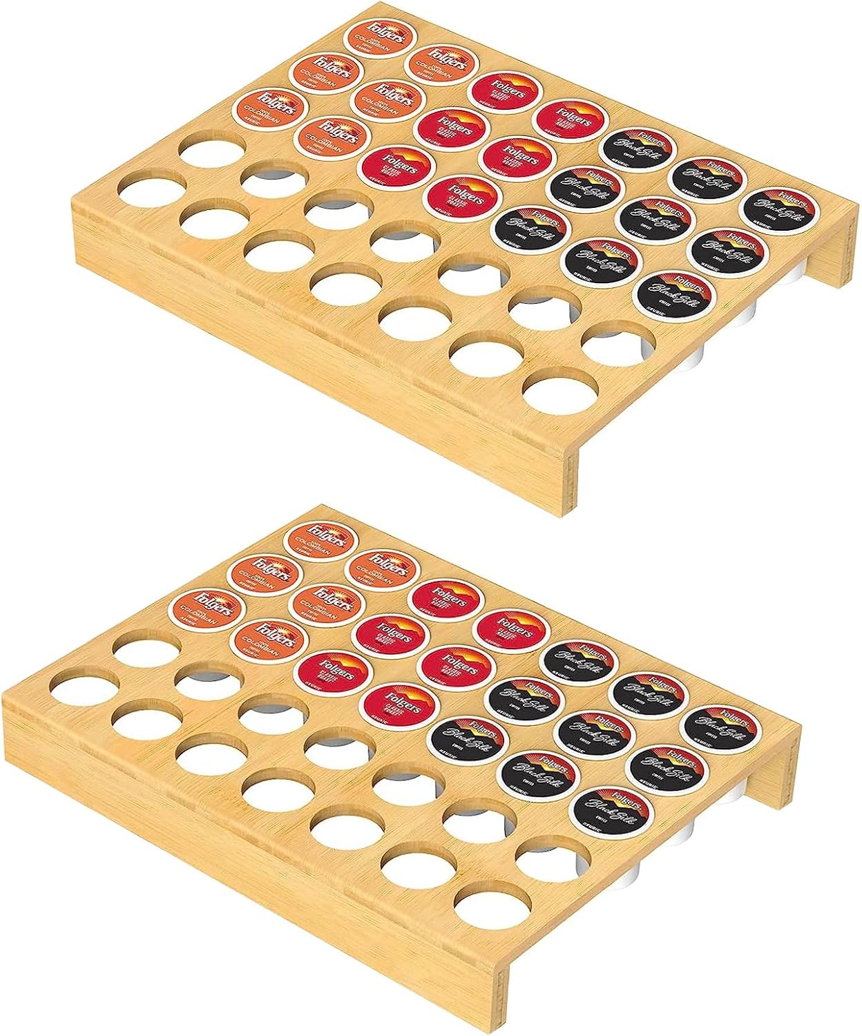 Set of 2 Bamboo K Cup Holder, K Cup Holder Drawer Organizer