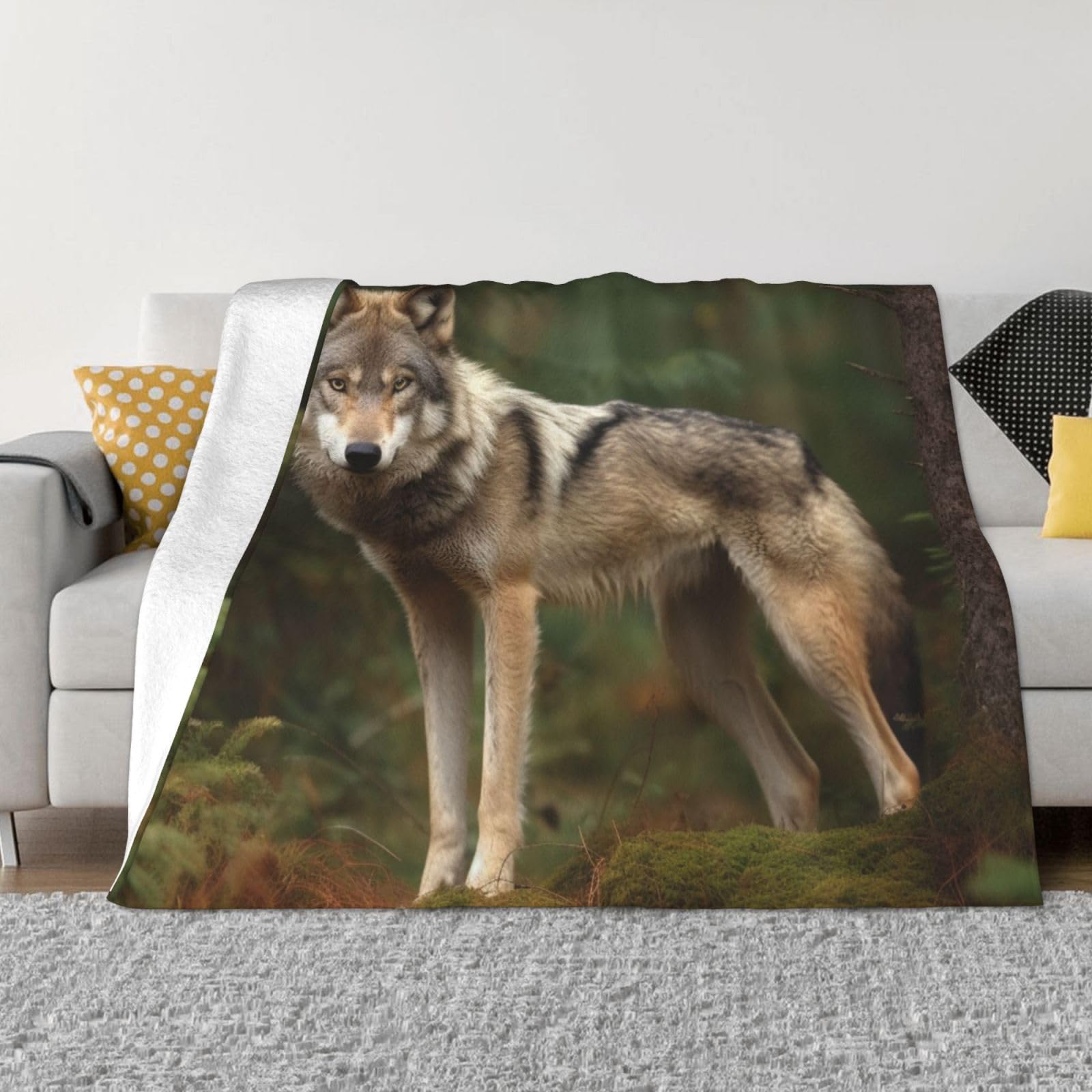 Couverture loup plaid flanelle ultra douce, cadeau idéal pour lit et canapé