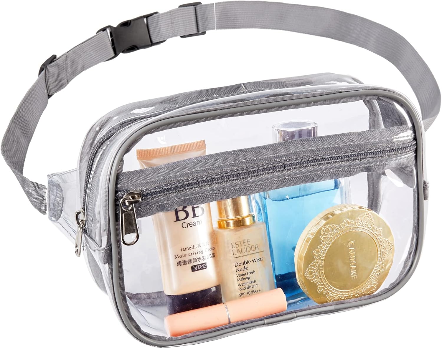 Clearworld Fanny Pack, Clear Fanny Pack for Women Men, Stadium Approved Waist Pack with Adjustable Strap,Fashion Belt Bag for Festival, Games,Travel and Concerts,Gray - Image 8