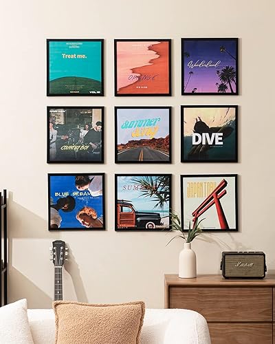 Miniatura 6 de eletecpro Marco negro de 12.5 x 12.5 pulgadas, resistente y ligero, marco de álbum de PVC hecho para exhibir discos de vinilo, decoración moderna de