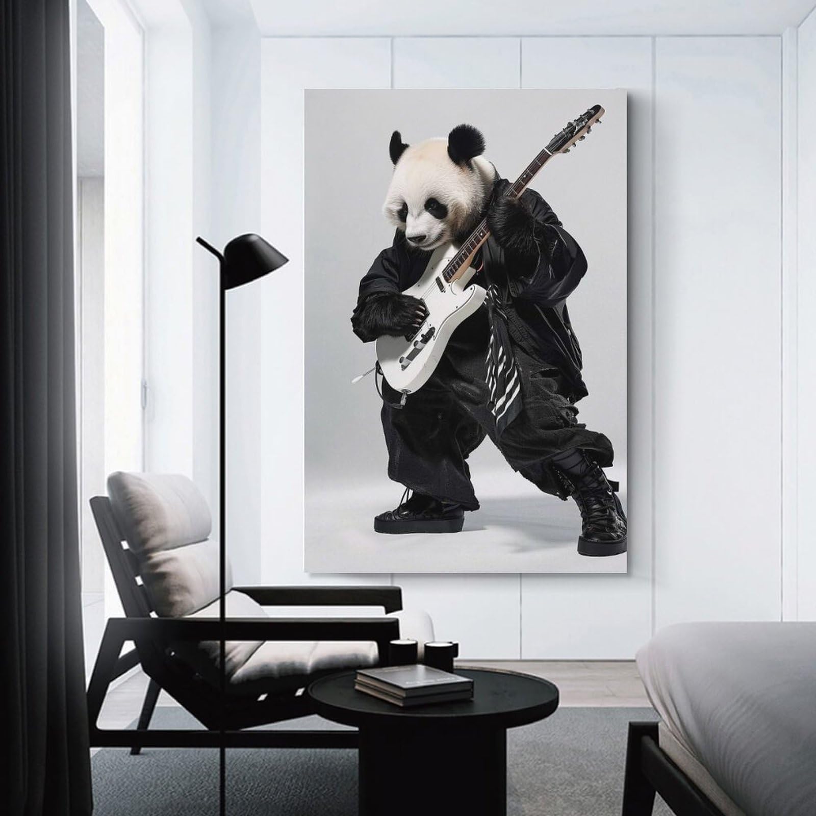 Junmoney Room Decor Wall Art Panda Guitar, 08x12inch(20x30cm), for Hallway, Bedroom Or Modern Interiors, Gift Idea for Housewarming And Birthdays