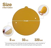 Vista 4 de S SATC PSA - Paquete de 50 discos de lija de 6 pulgadas de diámetro, grano 320 abrasivo para alisar y terminar superficies