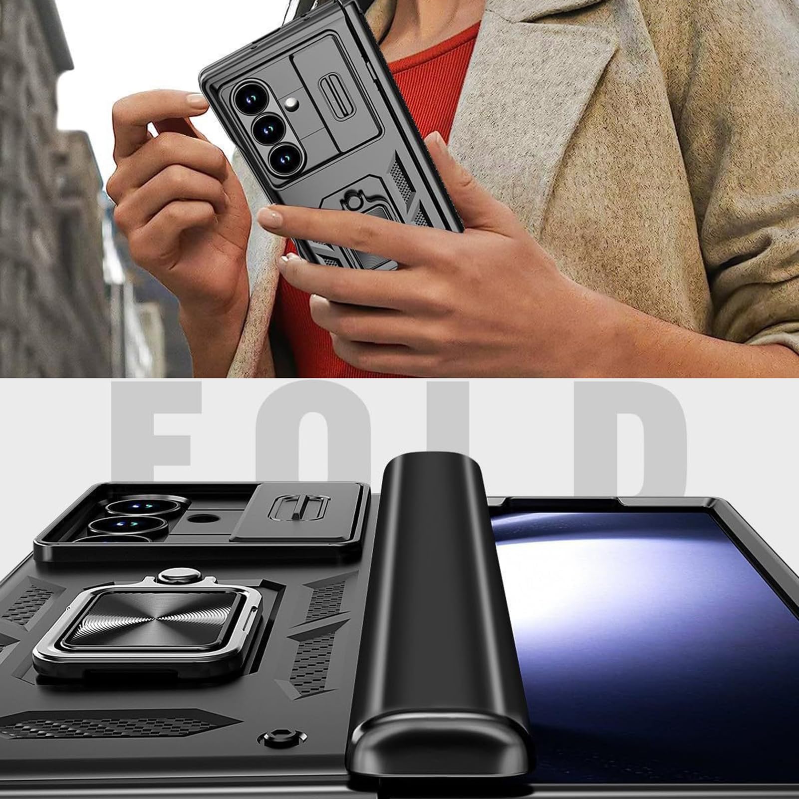 Custodia Cool Per Samsung Galaxy Z Fold 8 Ultra, Anello Cerniera Militare