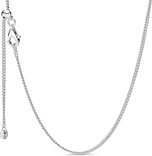 Miniatura 7 de PANDORA Collar de cadena de bordillos Compatible con dijes de PANDORA Moments Regalo para ella Plata de ley Joyas para mujer Con caja de regalo