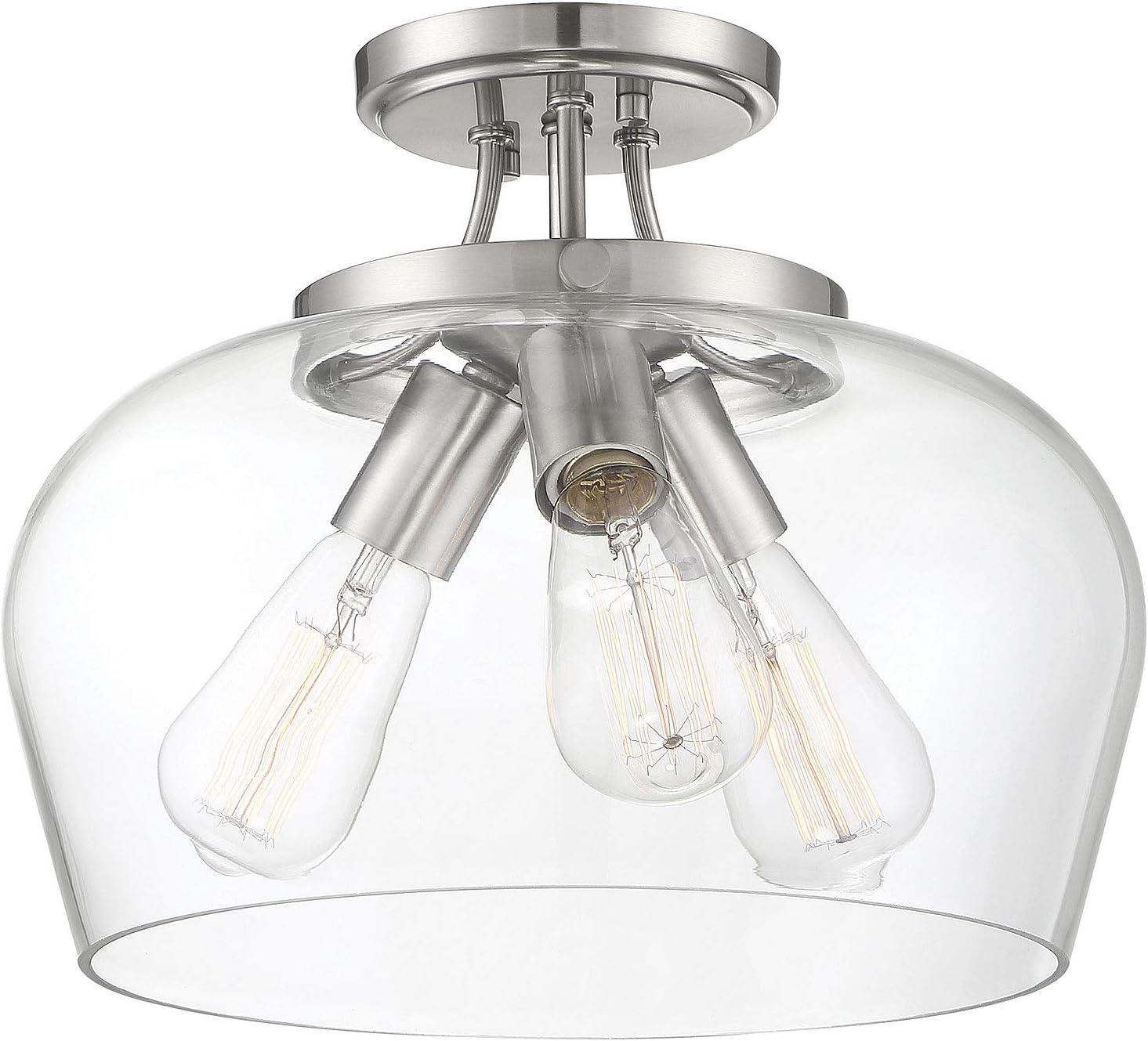 Savoy Essentials 6-4035-3-SN Octave Bohemian Clear Glass Semi-Flush, 3-Light 180 Total Watts, 11" H x 13" W, Satin Nickel
