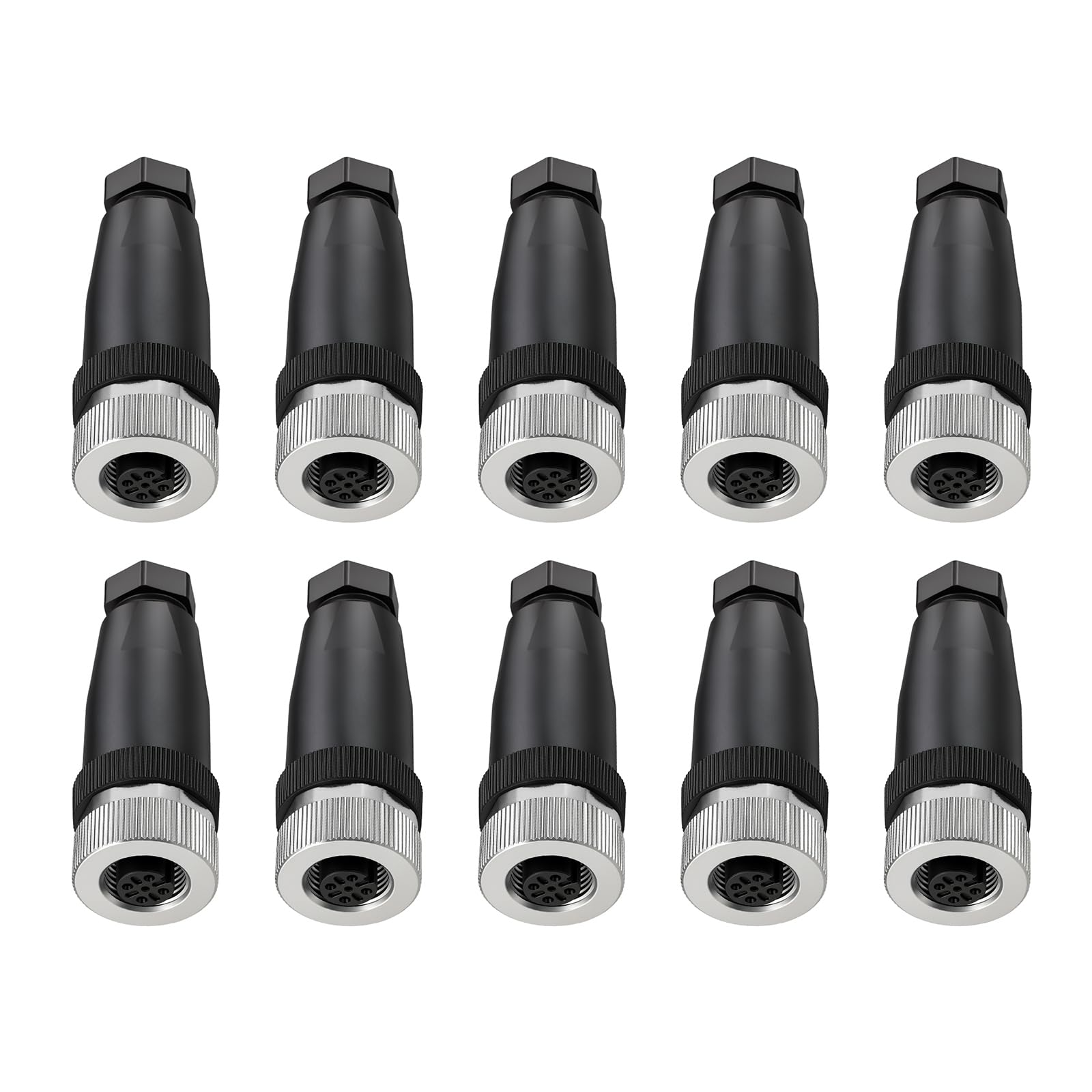 ZBLZGP M12 Sensor Connector Unshield 4 Pin A-Code Straight Female Industrial Waterproof Electrical Field Wireable 12mm Thread Joint Circular Electronic Connector 10Pack