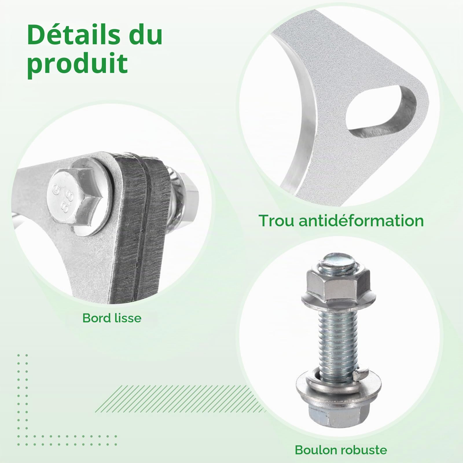 Kit de bride d'échappement et de joints avec boulons, écrous et bride de 5,7 cm pour tuyau de descente de 60 mm, résistant à la corrosion