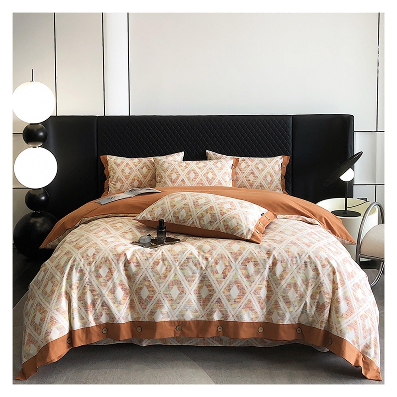 Housse de couette en coton parure de lit 4 pièces drap taies d'oreiller