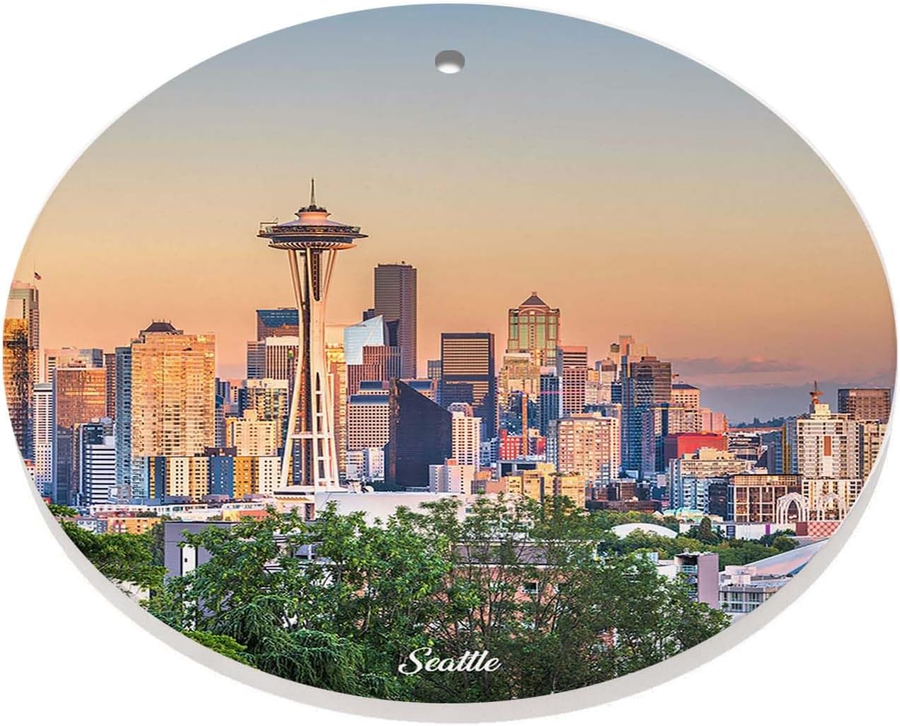 Seattle Christmas Ornaments Washington City Souvenir,Xmas Tree Hanging Ornaments Ceramic Keepsake - Image 4