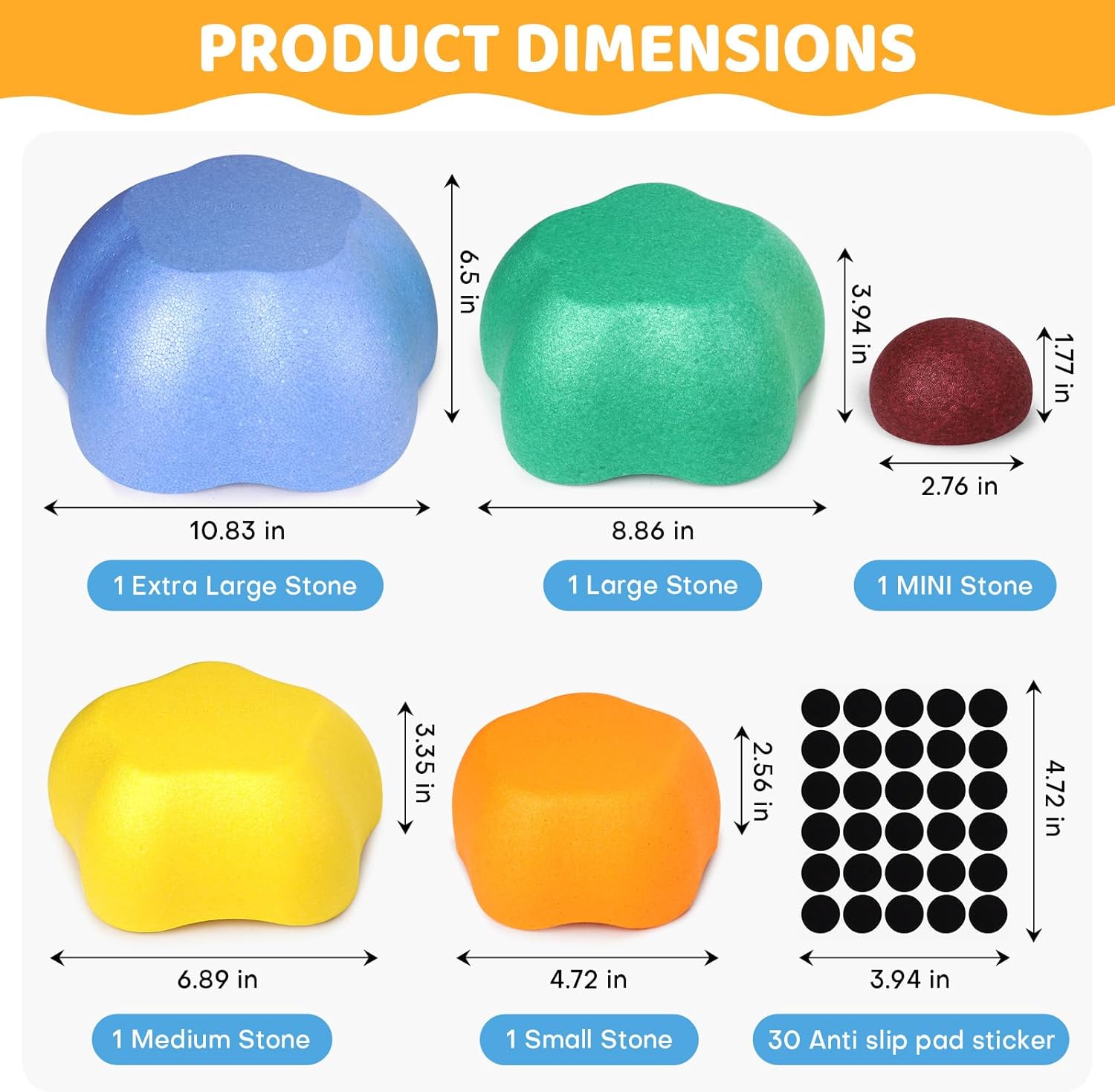 Sound Stepping Stones for Kids - 5 Pcs Non-Slip Indoor or Outdoor Balance Stones, Obstacle Course Coordination Game for Aged 3 4 5 6, Sensory Toys for Toddlers, Birthday Gifts